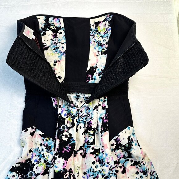 Parker Mara Mini Silk Dress Size S Corset Watercolor Floral Flowy Sassy Grunge - Picture 11 of 14